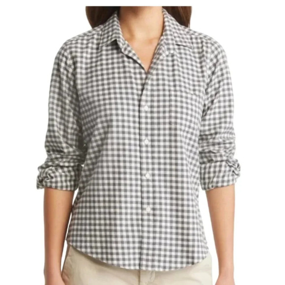 Frank & Eileen Barry Check Button-Up Shirt  in Gray size Medium - Picture 9 of 10